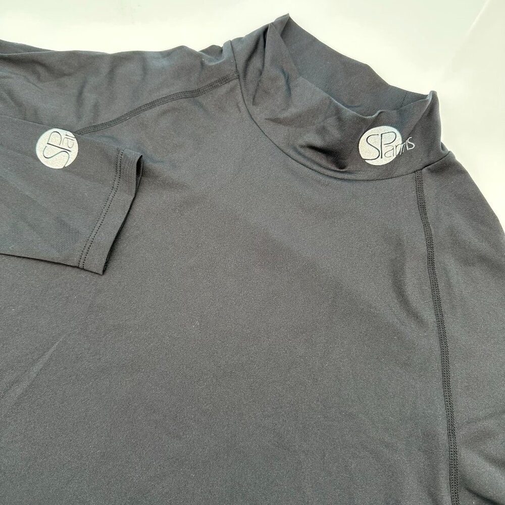 SParms Men's High Neck Sun Protection Breathable Body Shirt, Size Large,‎ Black